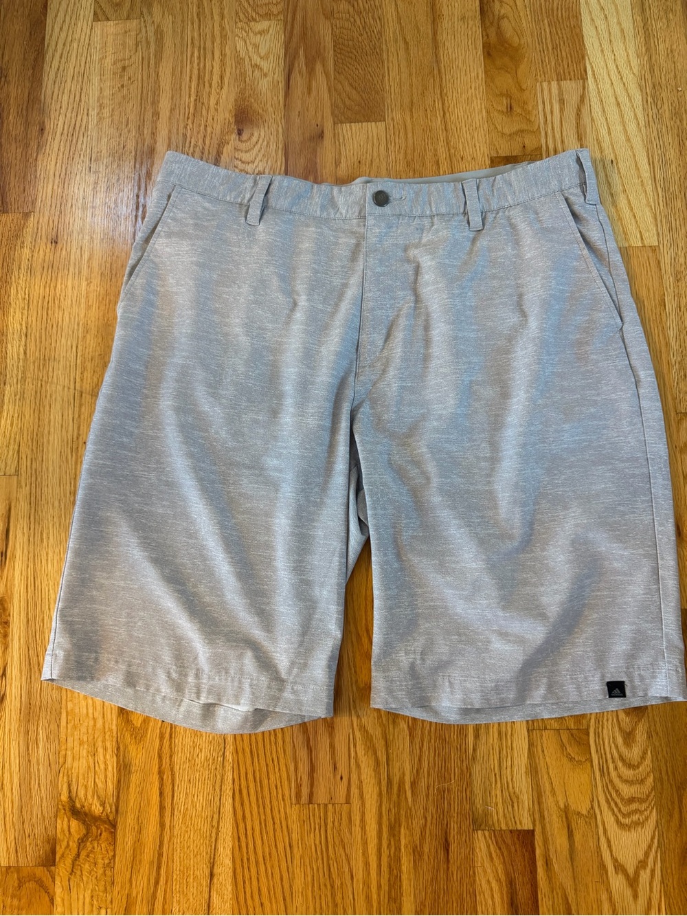 adidas Men’s Heather Light Gray Flat-Front Shorts